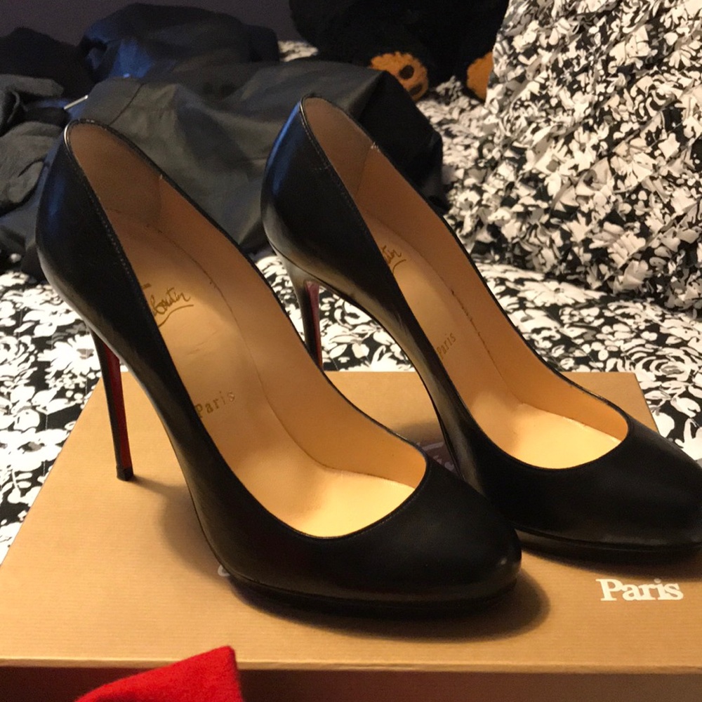 Black round toe Christian Louboutin heels